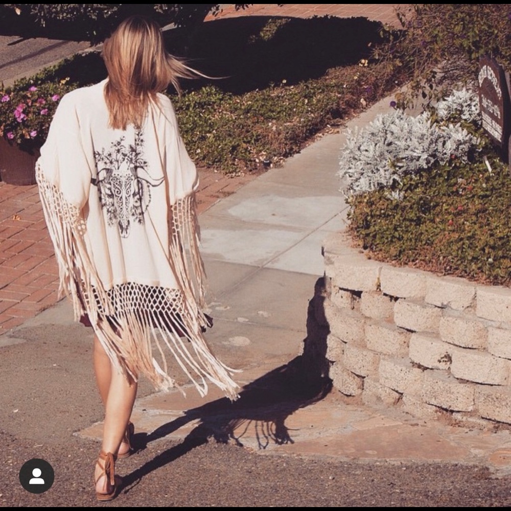 Spell Designs Stag Amulet Fringe Kimono